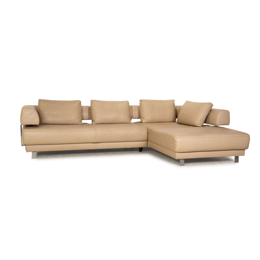 Ewald Schillig Brand Face Leder Ecksofa Beige manuelle Funktion Recamiere Links