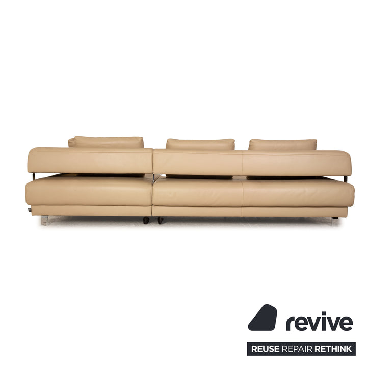 Ewald Schillig Brand Face Leder Ecksofa Beige manuelle Funktion Recamiere Links