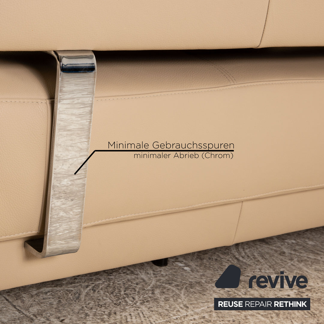 Ewald Schillig Brand Face Leder Ecksofa Beige manuelle Funktion Recamiere Links