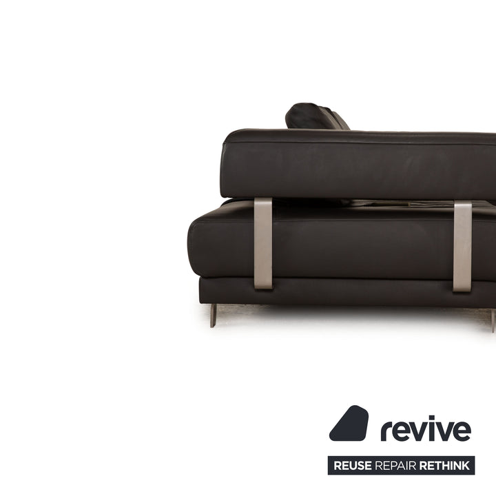 Ewald Schillig Brand Face Leder Ecksofa Dunkelgrau elektrische Funktion