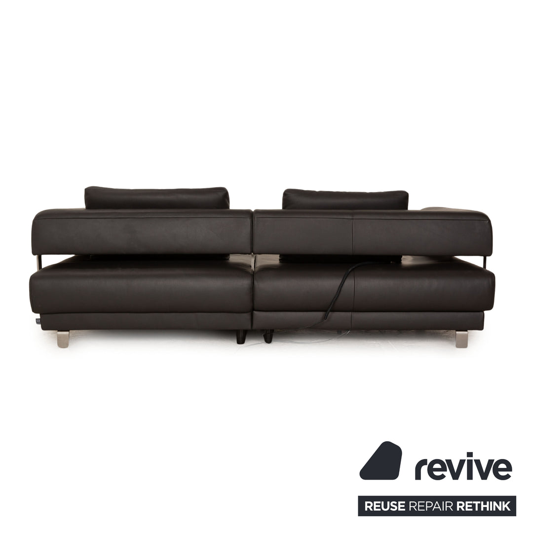 Ewald Schillig Brand Face Leder Ecksofa Dunkelgrau elektrische Funktion