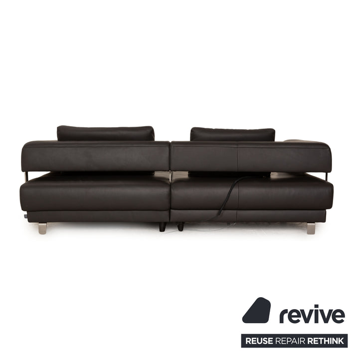 Ewald Schillig Brand Face Leder Ecksofa Dunkelgrau elektrische Funktion