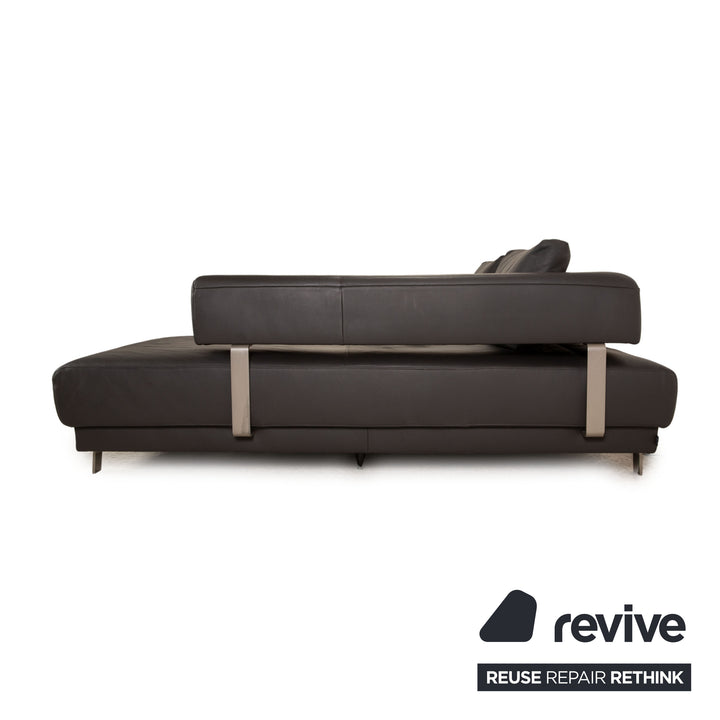 Ewald Schillig Brand Face Leder Ecksofa Dunkelgrau elektrische Funktion