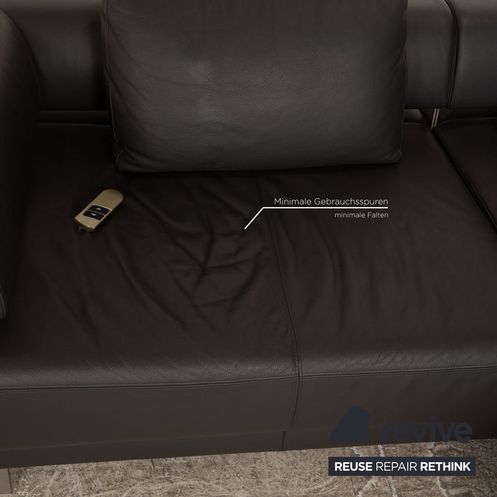 Ewald Schillig Brand Face Leder Ecksofa Dunkelgrau elektrische Funktion