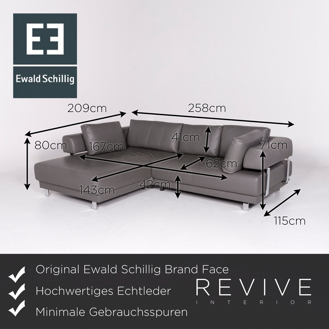 Ewald Schillig Brand Face Leder Ecksofa Grau Sofa Couch #10995