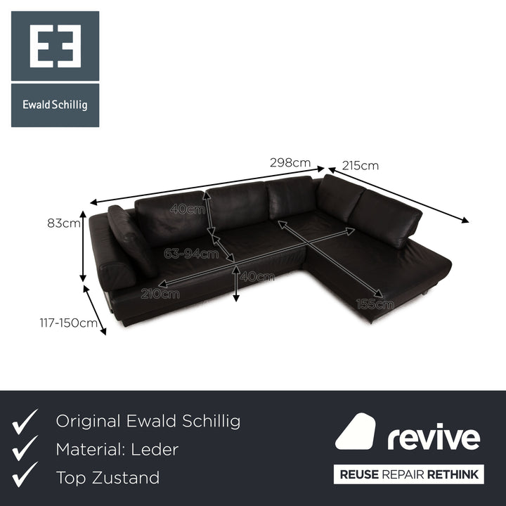 Ewald Schillig Brand Face Leder Ecksofa Grau Sofa Couch inkl. elektr. Funktion