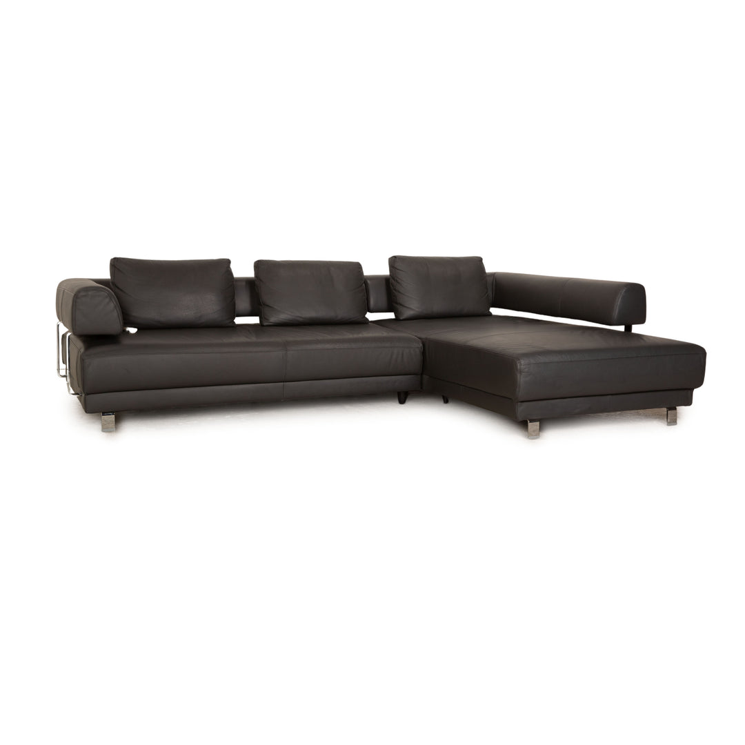 Ewald Schillig Brand Face Leder Ecksofa Schwarz elektrische Funktion Recamiere Rechts Sofa Couch