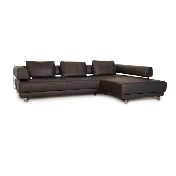 Ewald Schillig Brand Face Leder Ecksofa Schwarz elektrische Funktion Recamiere Rechts Sofa Couch