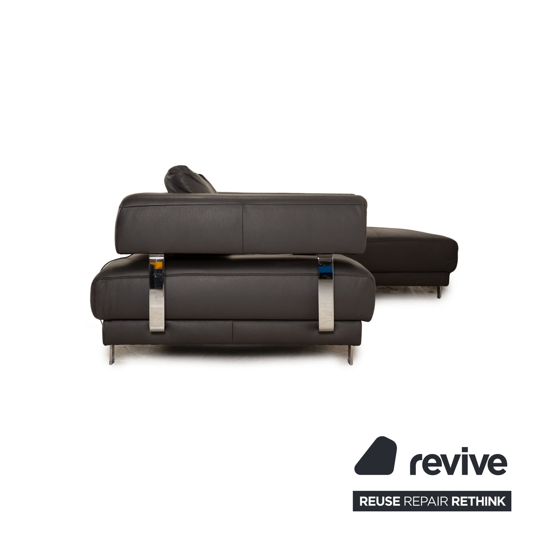 Ewald Schillig Brand Face Leder Ecksofa Schwarz elektrische Funktion Recamiere Rechts Sofa Couch