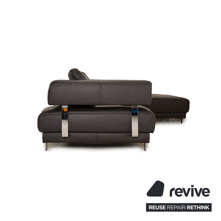Ewald Schillig Brand Face Leder Ecksofa Schwarz elektrische Funktion Recamiere Rechts Sofa Couch