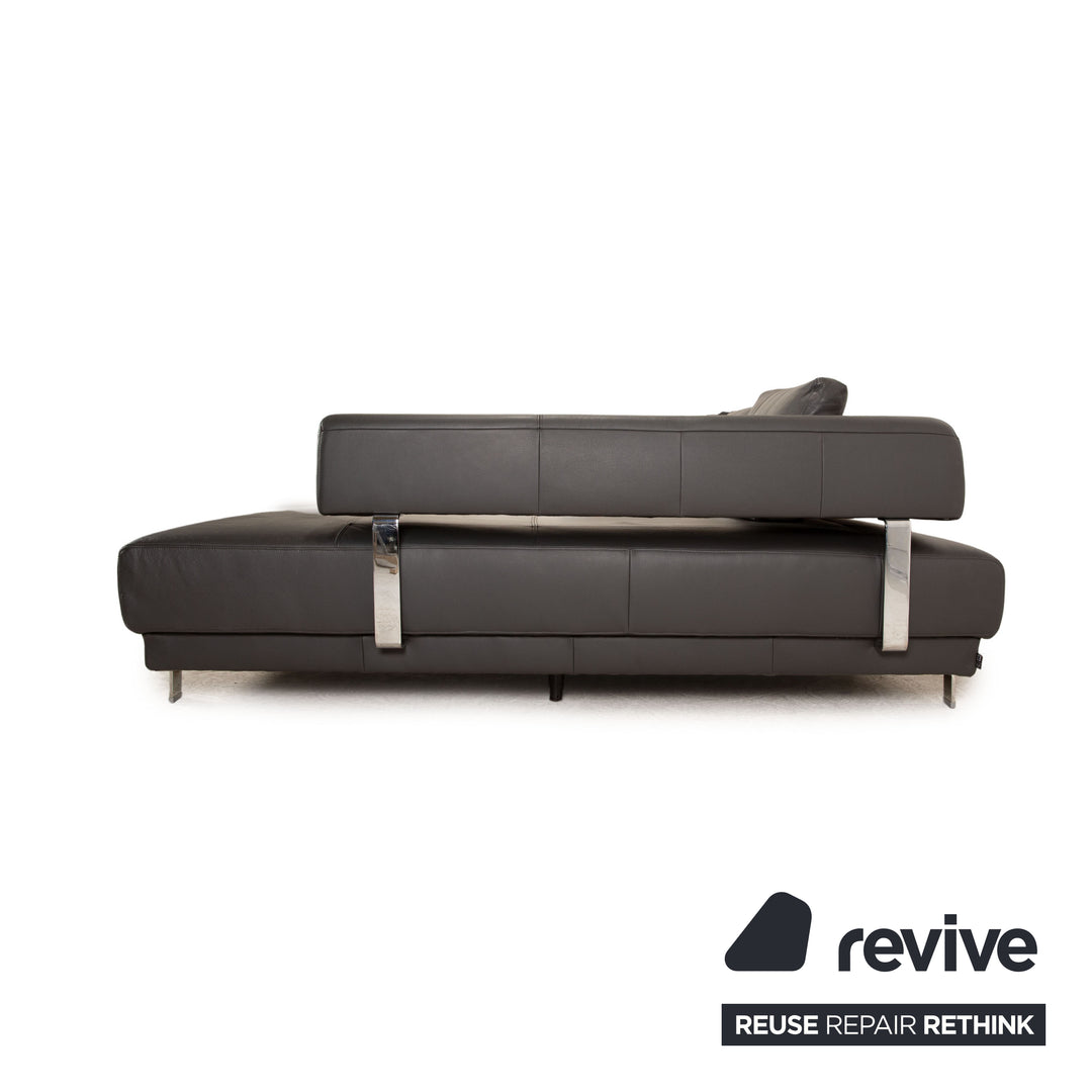 Ewald Schillig Brand Face Leder Ecksofa Schwarz elektrische Funktion Recamiere Rechts Sofa Couch