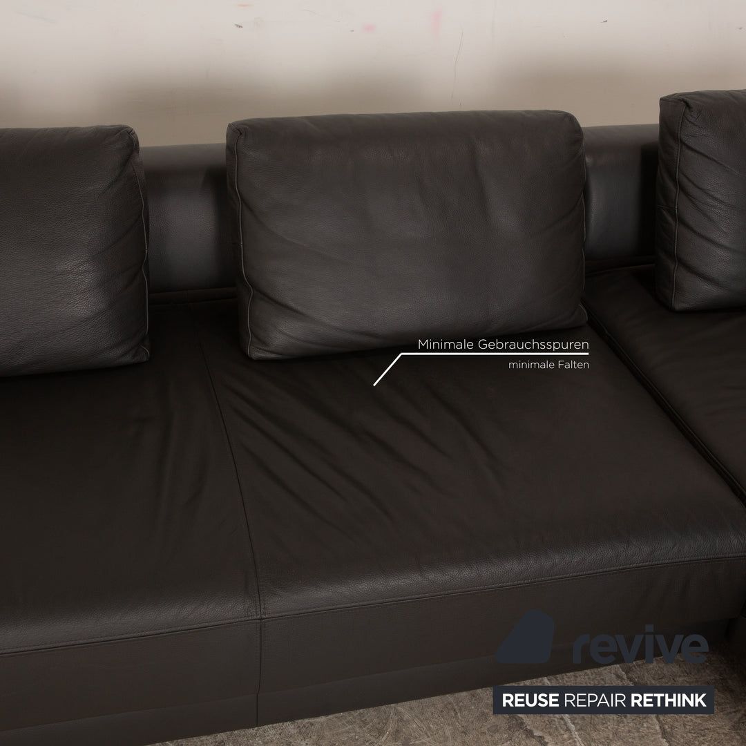 Ewald Schillig Brand Face Leder Ecksofa Schwarz elektrische Funktion Recamiere Rechts Sofa Couch