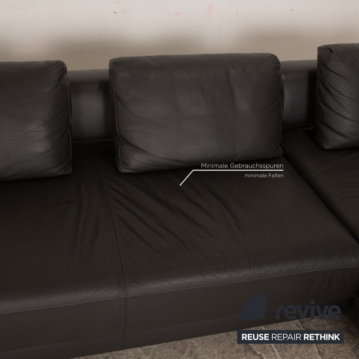 Ewald Schillig Brand Face Leder Ecksofa Schwarz elektrische Funktion Recamiere Rechts Sofa Couch