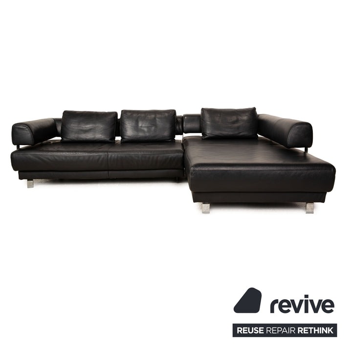 Ewald Schillig Brand Face Leder Ecksofa Schwarz elektrische Funktion Relaxfunktion