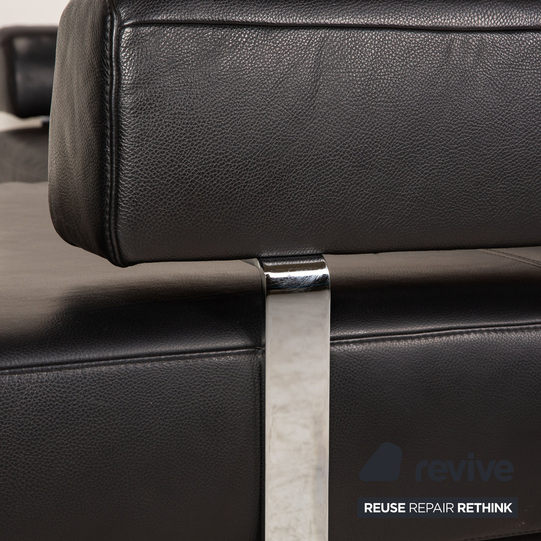 Ewald Schillig Brand Face Leder Ecksofa Schwarz elektrische Funktion Relaxfunktion