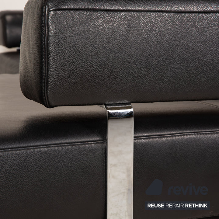 Ewald Schillig Brand Face Leder Ecksofa Schwarz elektrische Funktion Relaxfunktion