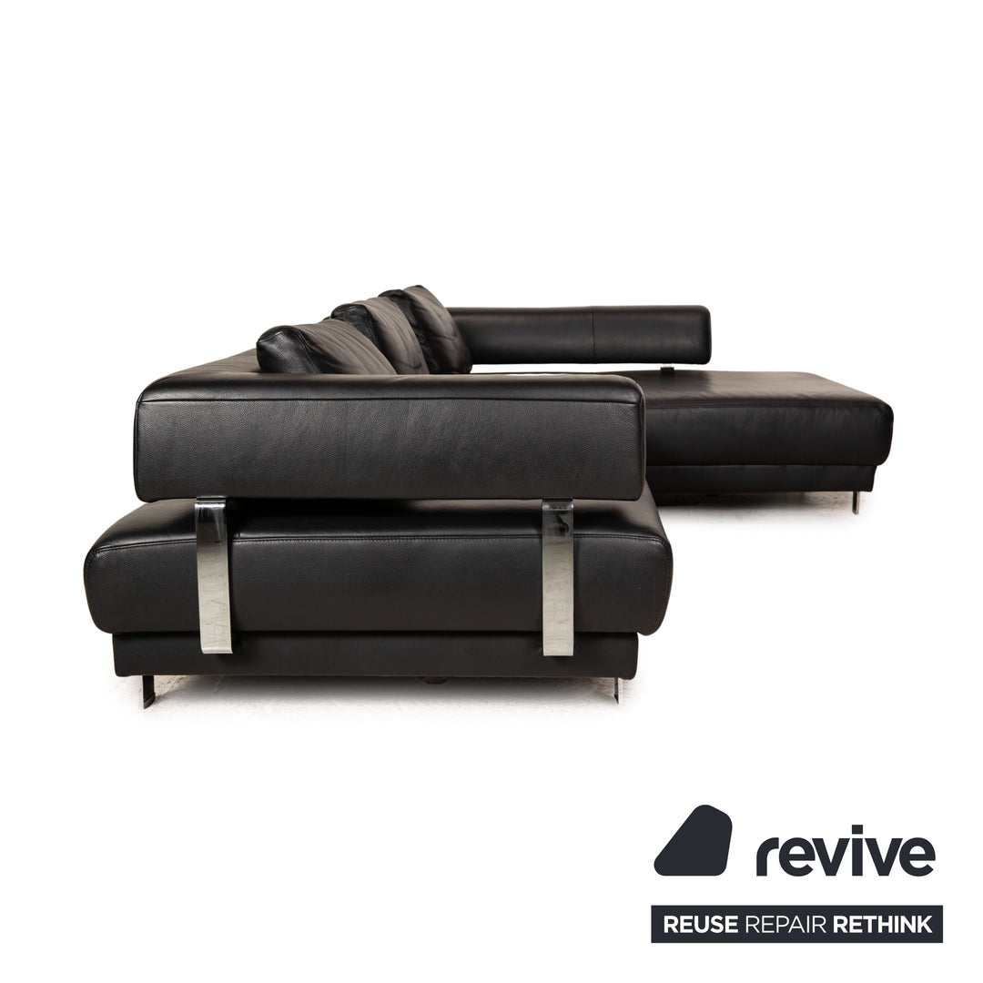Ewald Schillig Brand Face Leder Ecksofa Schwarz elektrische Funktion Relaxfunktion