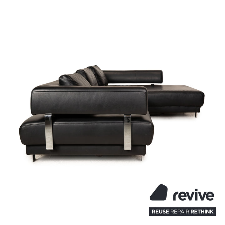 Ewald Schillig Brand Face Leder Ecksofa Schwarz elektrische Funktion Relaxfunktion