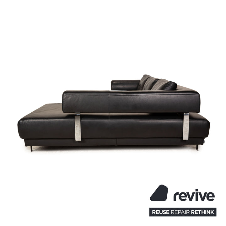 Ewald Schillig Brand Face Leder Ecksofa Schwarz elektrische Funktion Relaxfunktion