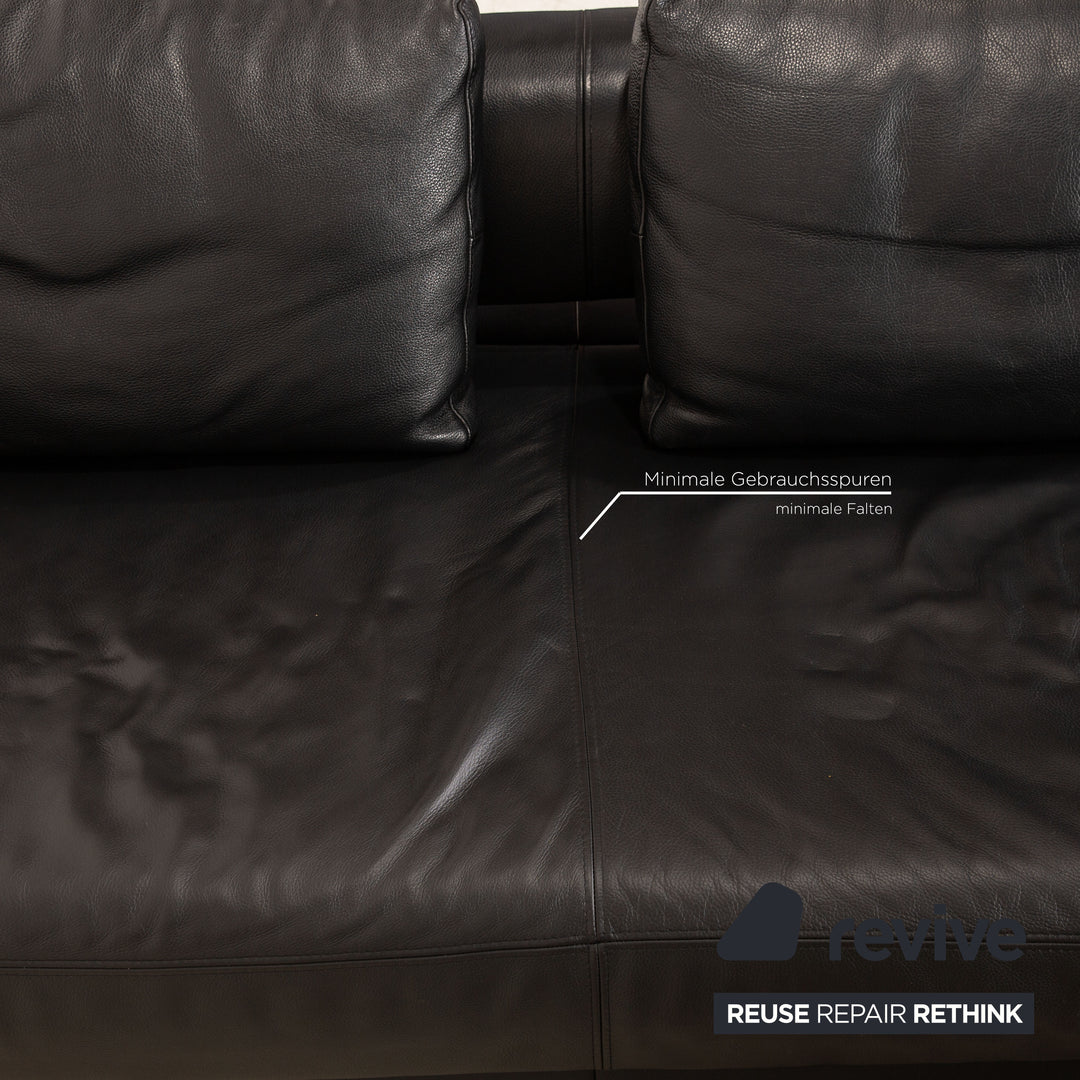 Ewald Schillig Brand Face Leder Ecksofa Schwarz elektrische Funktion Relaxfunktion