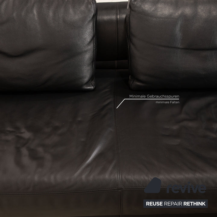 Ewald Schillig Brand Face Leder Ecksofa Schwarz elektrische Funktion Relaxfunktion