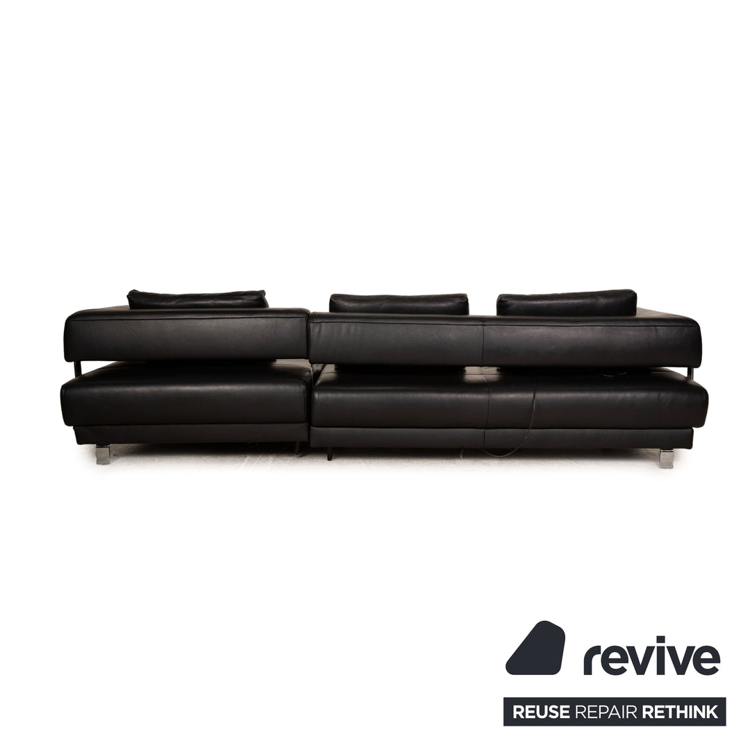 Ewald Schillig Brand Face Leder Ecksofa Schwarz elektrische Funktion Relaxfunktion