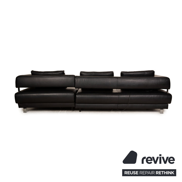 Ewald Schillig Brand Face Leder Ecksofa Schwarz elektrische Funktion Relaxfunktion