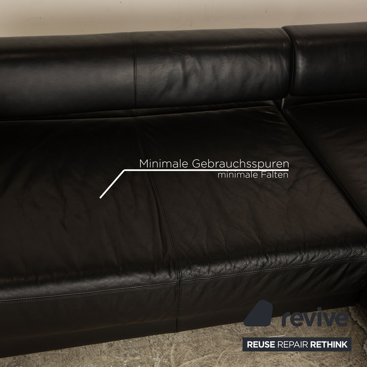 Ewald Schillig Brand Face Leder Ecksofa Schwarz Sofa Couch Recamiere Rechts manuelle Funktion