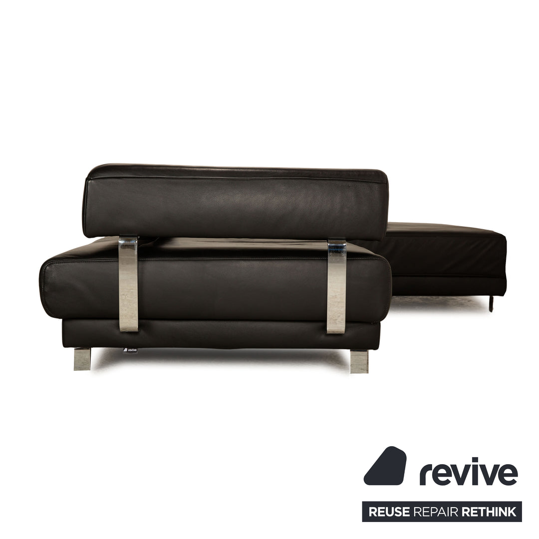 Ewald Schillig Brand Face Leder Ecksofa Schwarz Sofa Couch Recamiere Rechts manuelle Funktion