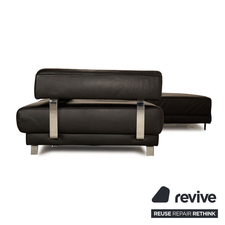 Ewald Schillig Brand Face Leder Ecksofa Schwarz Sofa Couch Recamiere Rechts manuelle Funktion