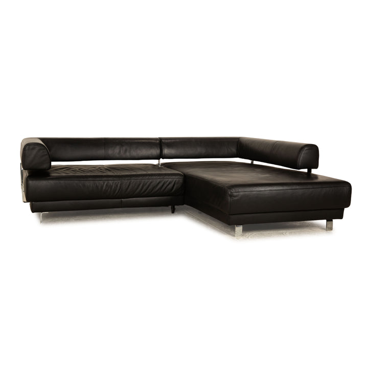 Ewald Schillig Brand Face Leder Ecksofa Schwarz Sofa Couch Recamiere Rechts manuelle Funktion