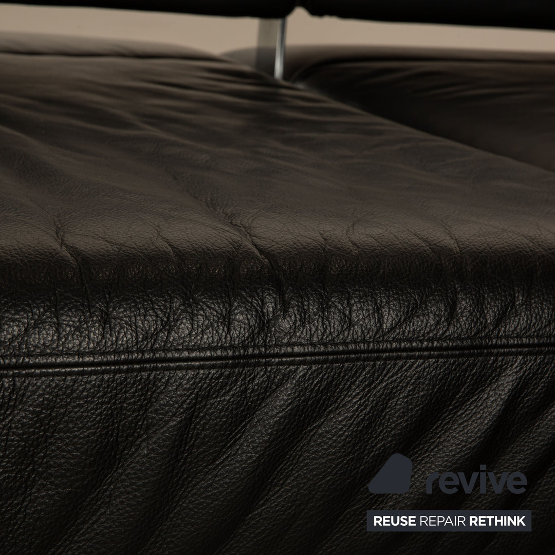 Ewald Schillig Brand Face Leder Ecksofa Schwarz Sofa Couch Recamiere Rechts manuelle Funktion