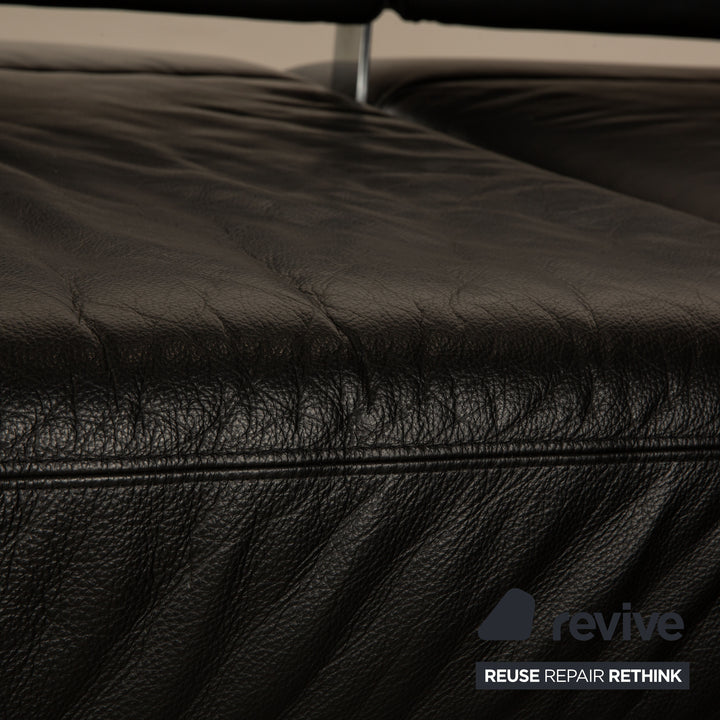 Ewald Schillig Brand Face Leder Ecksofa Schwarz Sofa Couch Recamiere Rechts manuelle Funktion