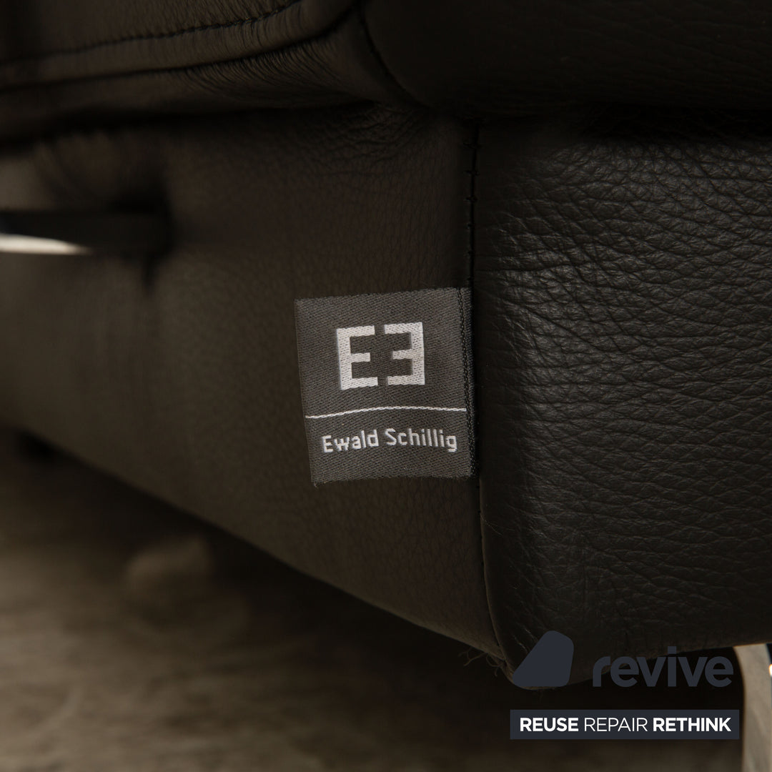 Ewald Schillig Brand Face Leder Ecksofa Schwarz Sofa Couch Recamiere Rechts manuelle Funktion