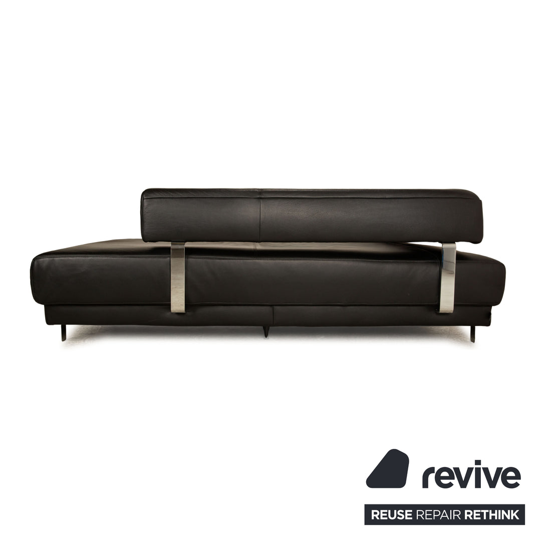 Ewald Schillig Brand Face Leder Ecksofa Schwarz Sofa Couch Recamiere Rechts manuelle Funktion