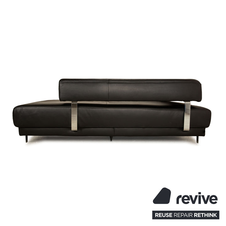 Ewald Schillig Brand Face Leder Ecksofa Schwarz Sofa Couch Recamiere Rechts manuelle Funktion
