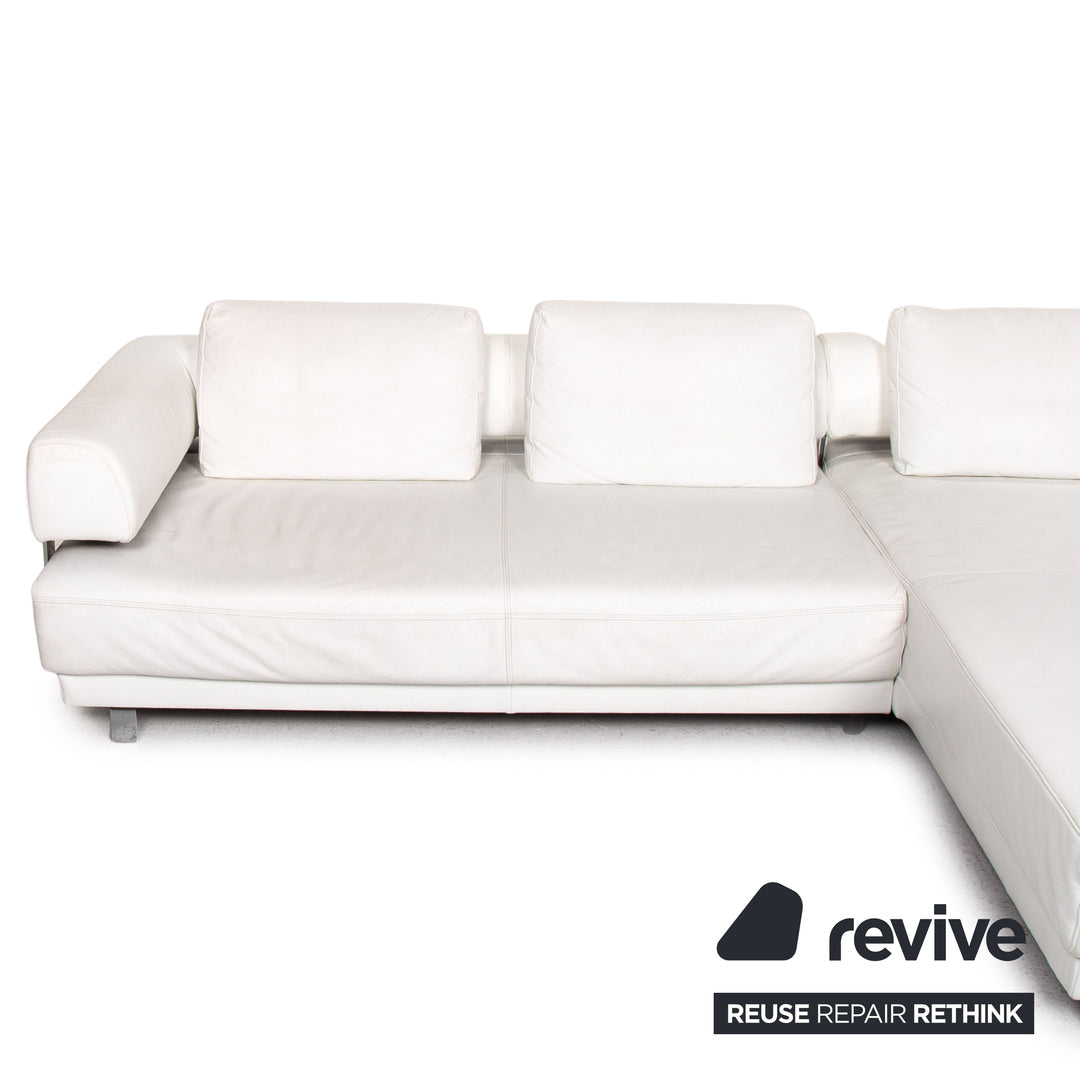 Ewald Schillig Brand Face Leather Corner Sofa White Sofa Couch #13437