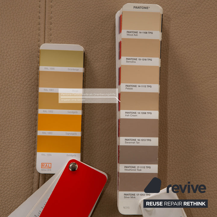 Ewald Schillig Brand Face Leder Hocker Beige manuelle Funktion Staufach