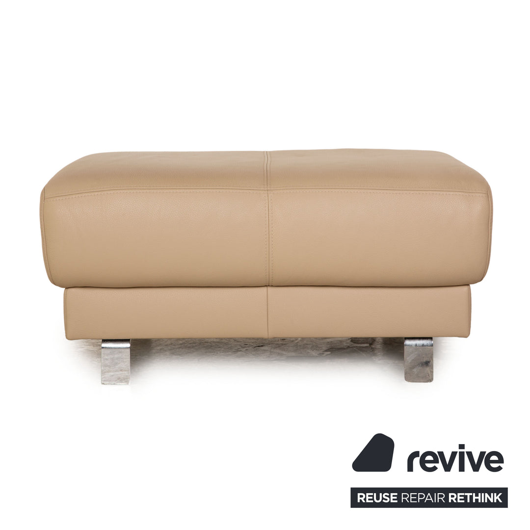 Ewald Schillig Brand Face Leder Hocker Beige manuelle Funktion Staufach