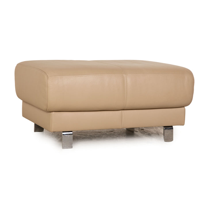 Ewald Schillig Brand Face Leder Hocker Beige manuelle Funktion Staufach