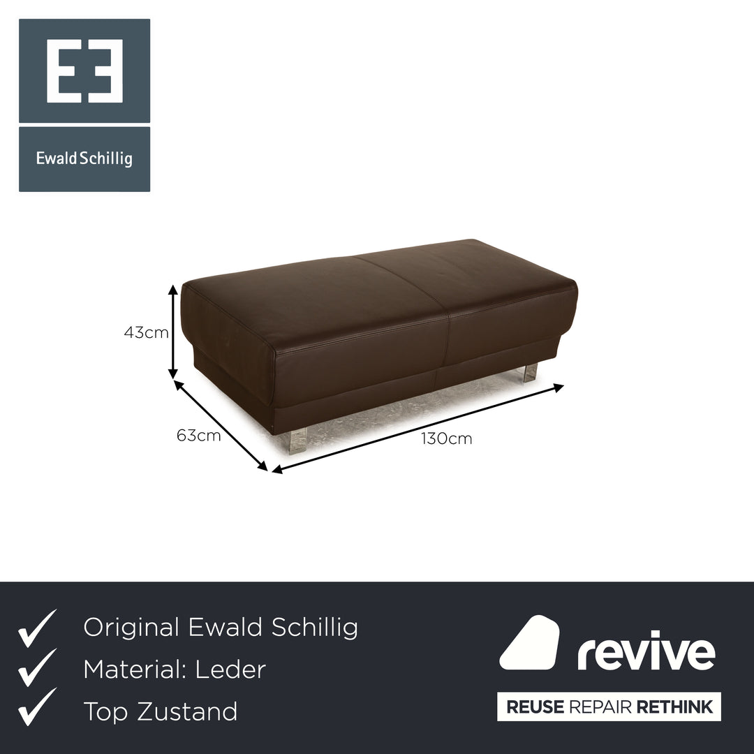 Ewald Schillig Brand Face Leder Hocker Braun Dunkelbraun