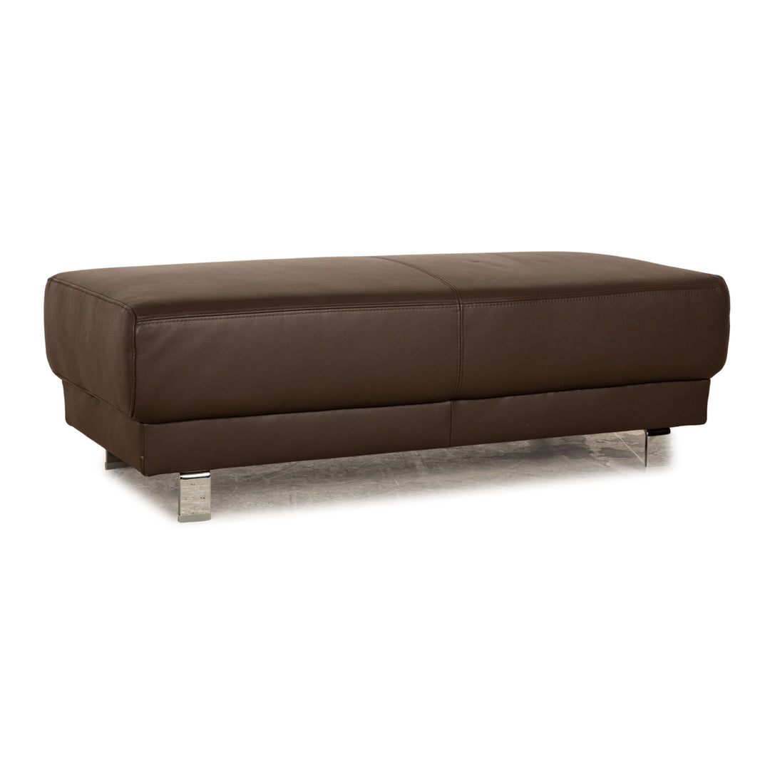 Ewald Schillig Brand Face Leder Hocker Braun Dunkelbraun