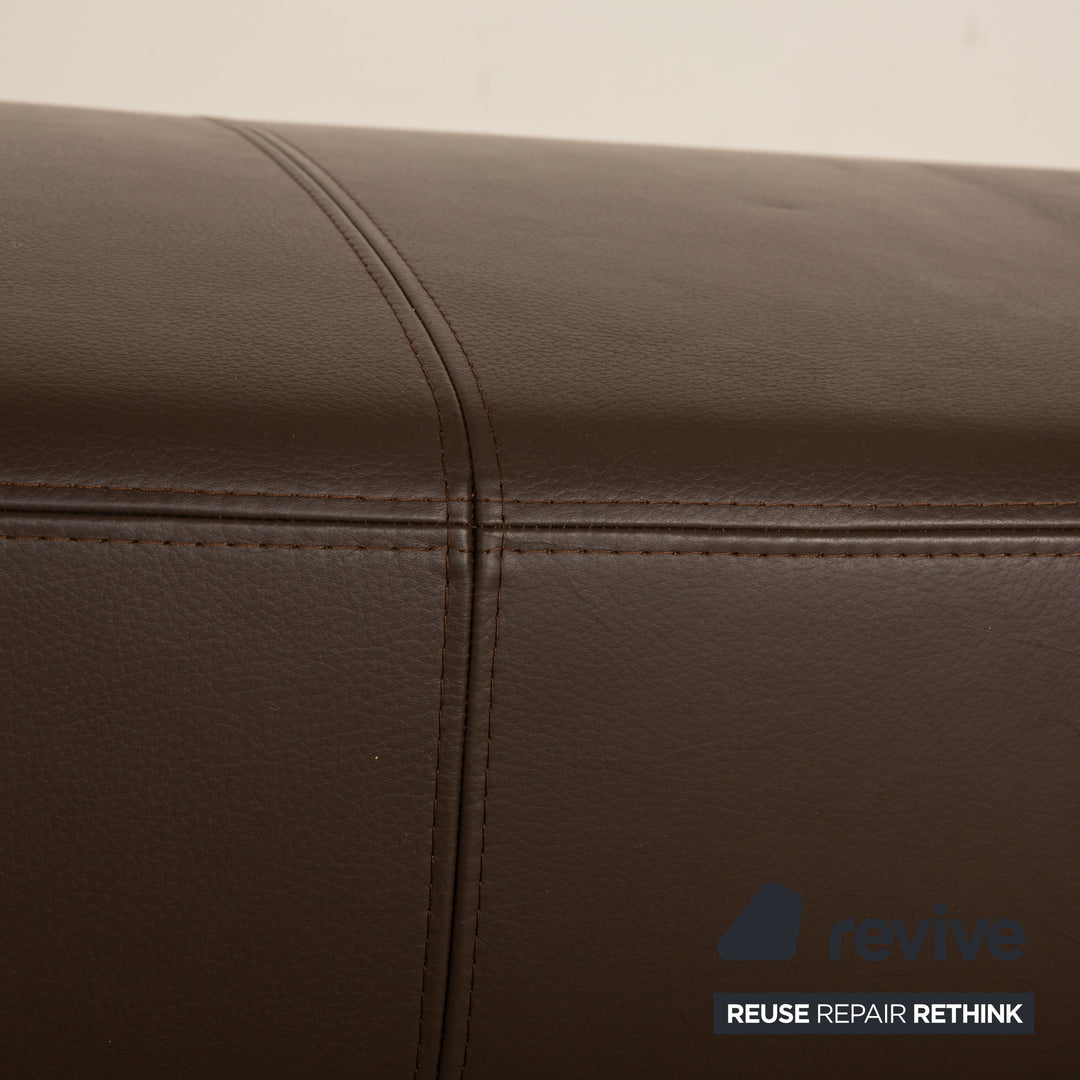 Ewald Schillig Brand Face Leder Hocker Braun Dunkelbraun