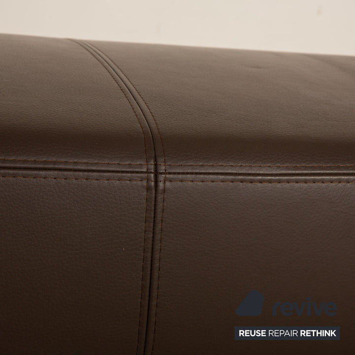 Ewald Schillig Brand Face Leder Hocker Braun Dunkelbraun