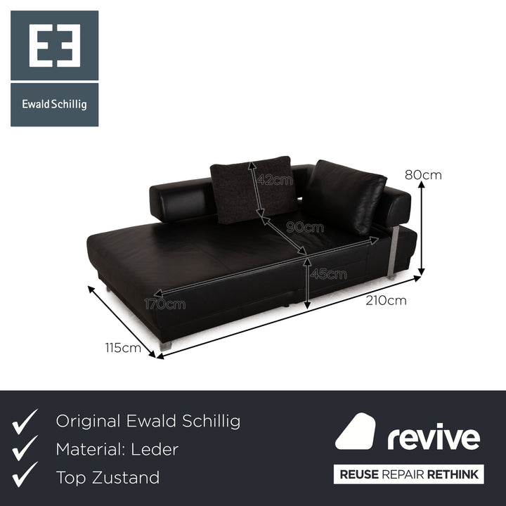 Ewald Schillig Brand Face Leder Liege Schwarz