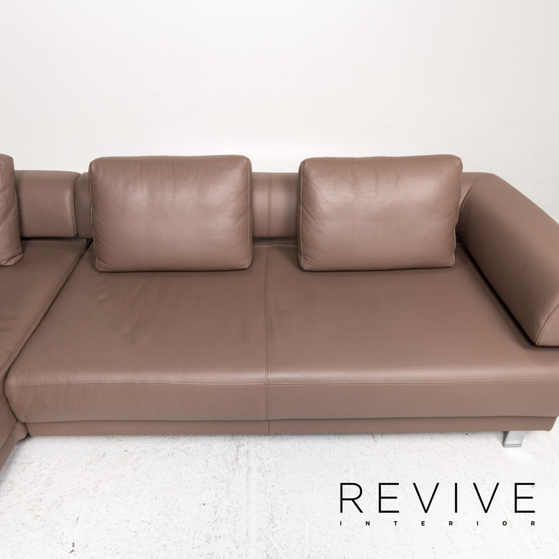 Ewald Schillig Brand Face Leder Sofa Garnitur Braun 1x Ecksofa 1x Hocker 