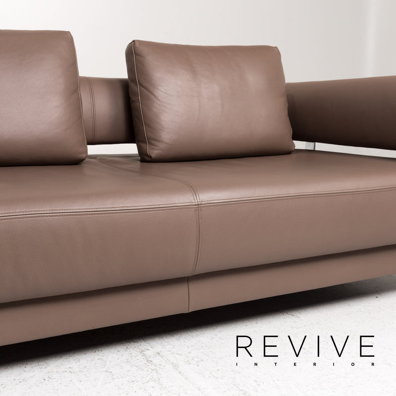Ewald Schillig Brand Face Leder Sofa Garnitur Braun 1x Ecksofa 1x Hocker 