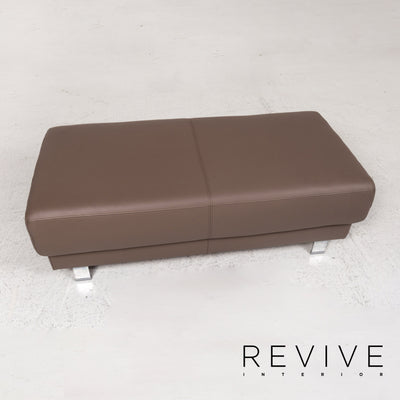 Ewald Schillig Brand Face Leder Sofa Garnitur Braun 1x Ecksofa 1x Hocker #13376