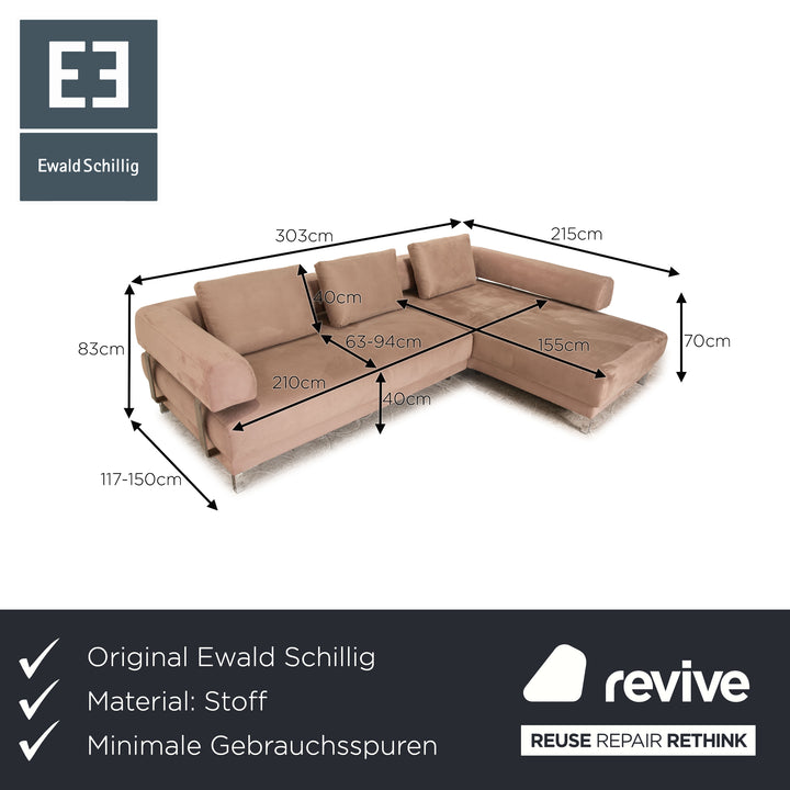 Ewald Schillig Brand Face Stoff Ecksofa Beige Couch Sofa elektrische Funktion