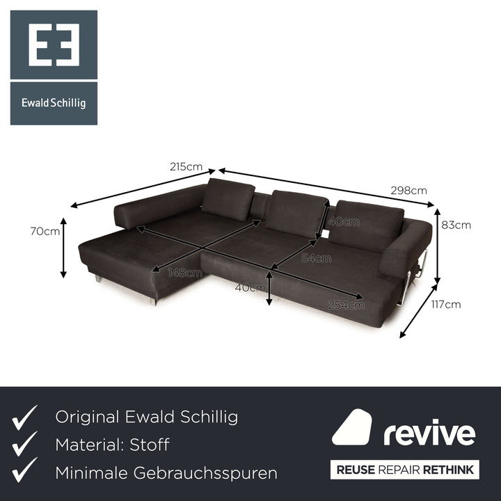 Ewald Schillig Brand Face Fabric Sofa Gray Corner Sofa Couch Function